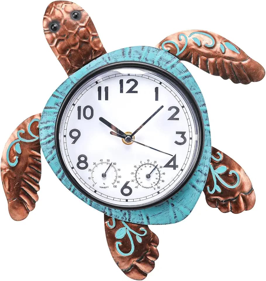MUMTOP Turtle Outdoor Clock Waterproof for Patio Pool Garden Home