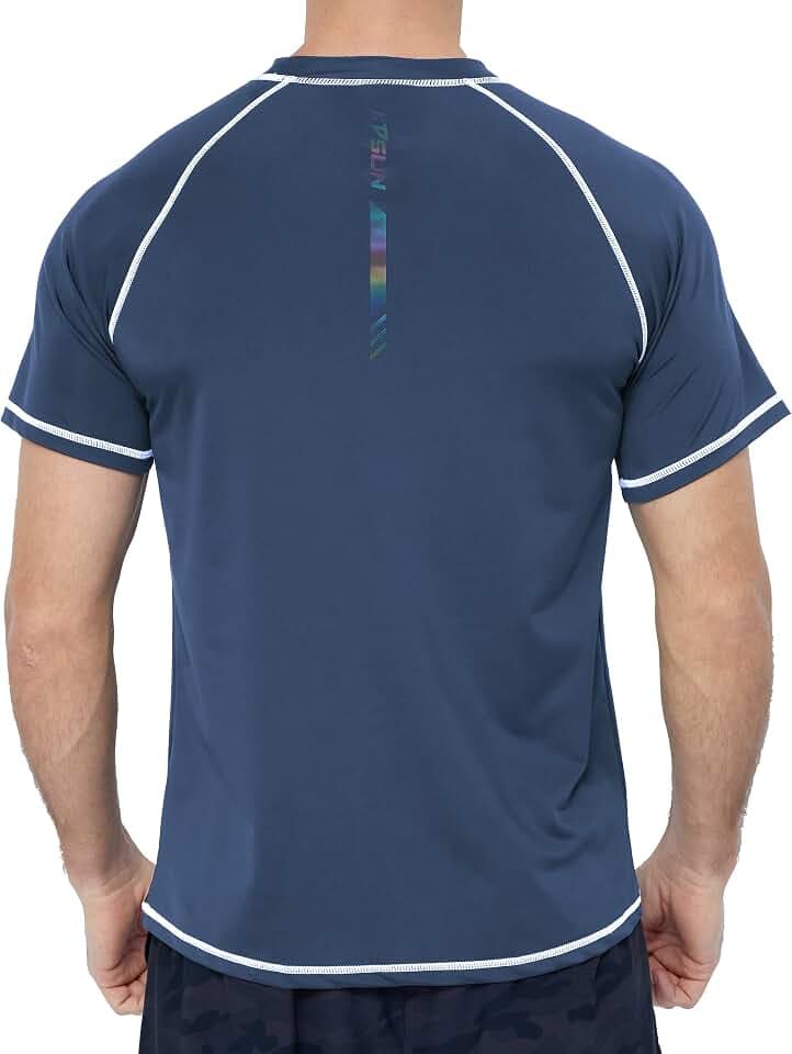 Mens Swim Shirts UPF 50+ Sun Protection Rash Guard Beach Fishing T Shirts
