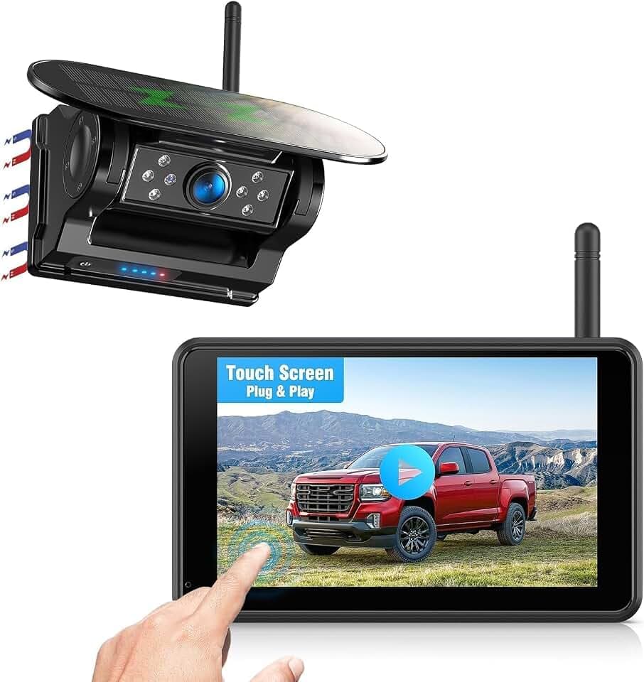 Magnetische Solar Rückfahrkamera Kabellos 5" 1080P Touchscreen IPS-Monitor