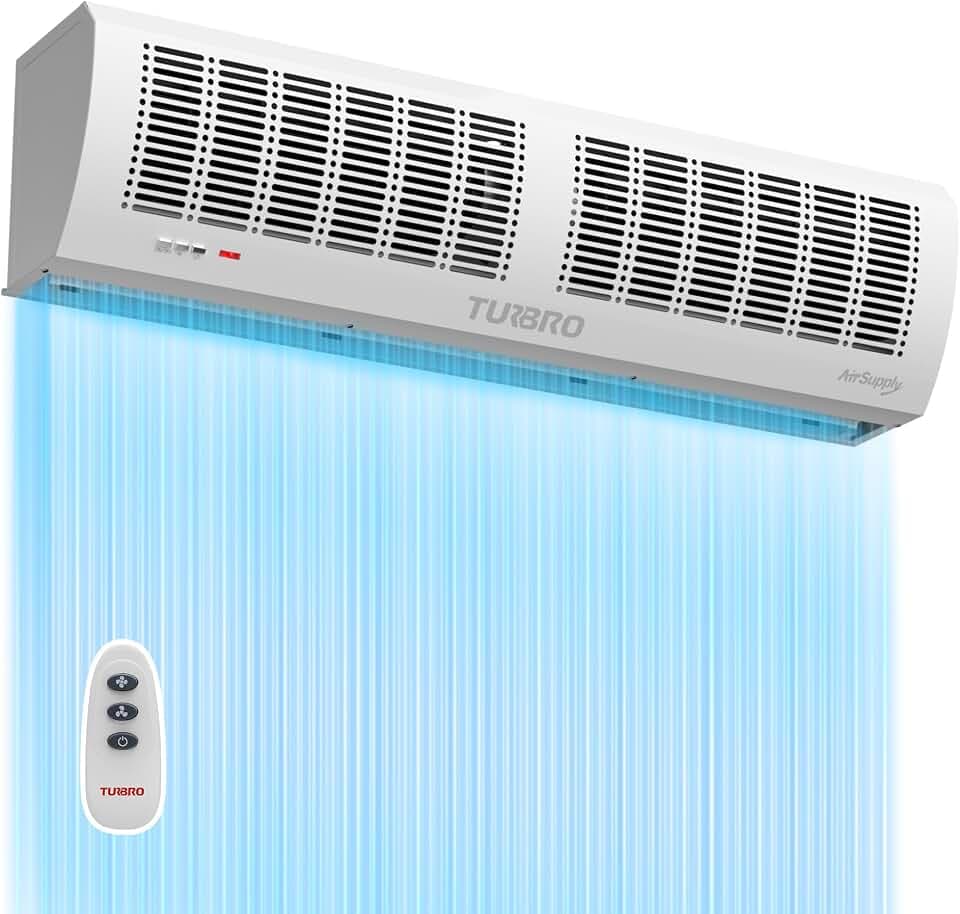 TURBRO 36-Inch Air Curtain Fan, Wall-Mounted Commercial Air Door with Magnetic Switch, Heavy-Duty Indoor Over Door Fan for Energy Efficiency, Dust, and Insect Control