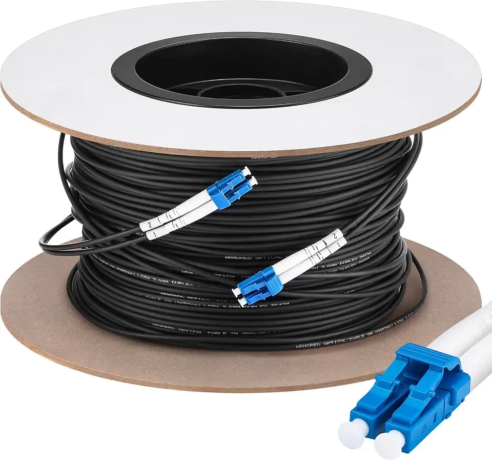 Threlaco 500ft (150 Meters) 2 Core LC to LC Armored Fiber Optic Cable