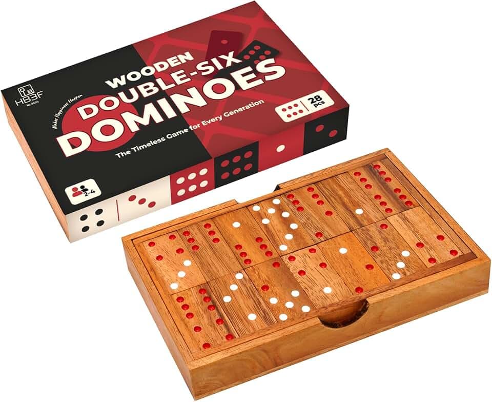 BSIRI Wooden Dominos Set for Adults Double 6 Domino Game Kit