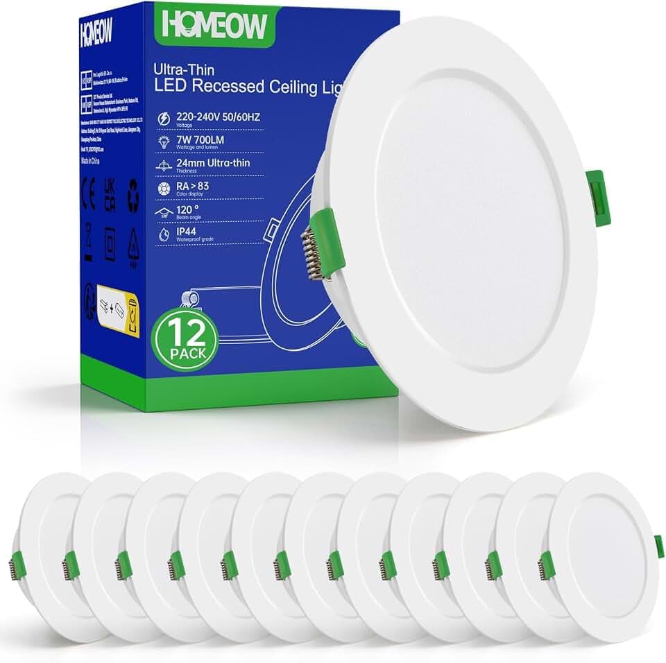 HOMEOW LED Einbaustrahler 230V Deckenspots 95mm - 110mm Lochmaß 7W 700LM
