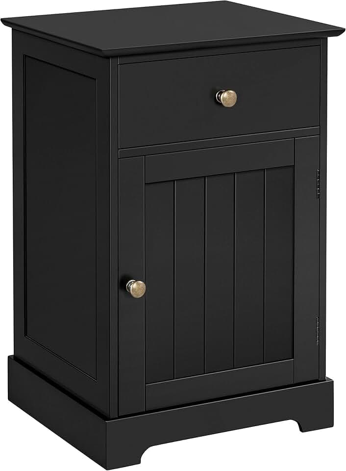 Yaheetech Nachtschrank Nachtkommode Boxspringbett Nachttisch mit 1 Schublade und verstellbarem Einlegeboden Moderner Beistelltisch für Schlafzimmer/Wohnzimmer 40 x 35 x 60 cm, Schwarz