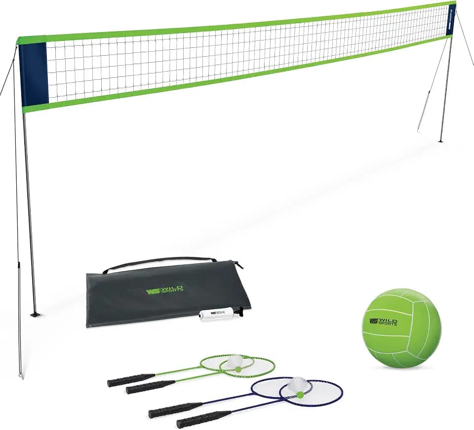 Wild Sports Volleyball Badminton Set, Outdoor Games, 20' Volleyball Net