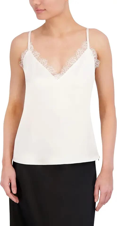 BCBGMAXAZRIA Women's V Neck Sleeveless Pullover Satin Cami Top