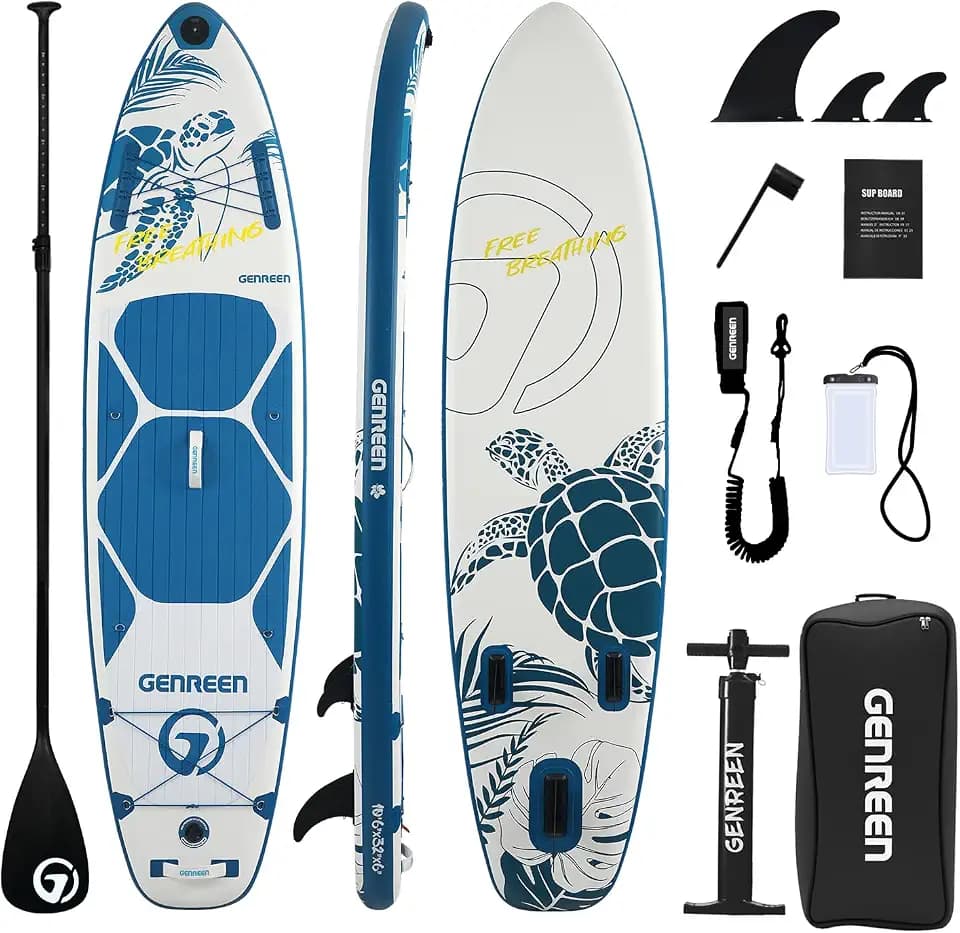 10'6" Inflatable Stand Up Paddle Board, Stable & Beginner-Friendly