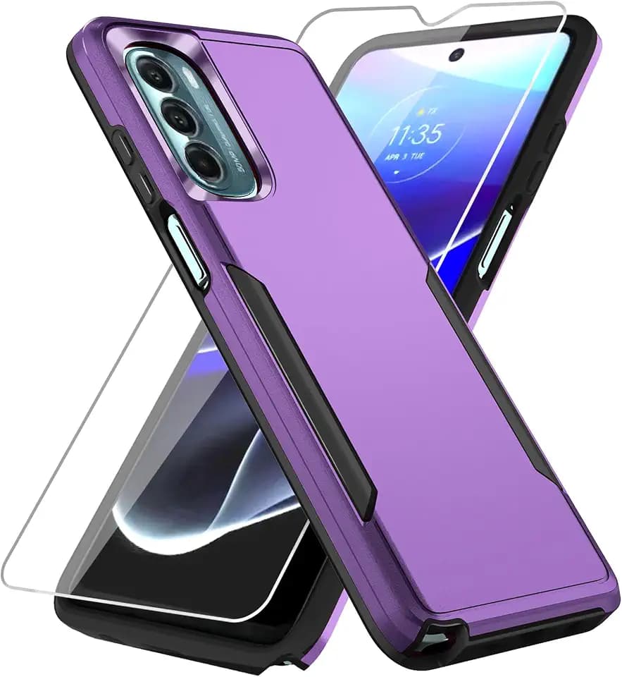 for Moto G Stylus 5G 2022 Phone Case, with Screen Protector,[Military Grade Drop Tested] Heavy-Duty Tough Rugged Shockproof Protective Case for Motorola Moto G Stylus 5G 2022, Purple