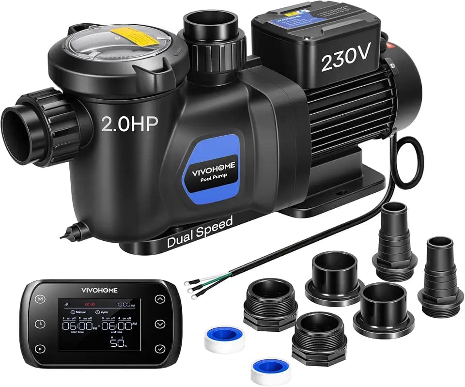 VIVOHOME 2.0HP Pool Pump Dual Speed with Remote Timer 230V