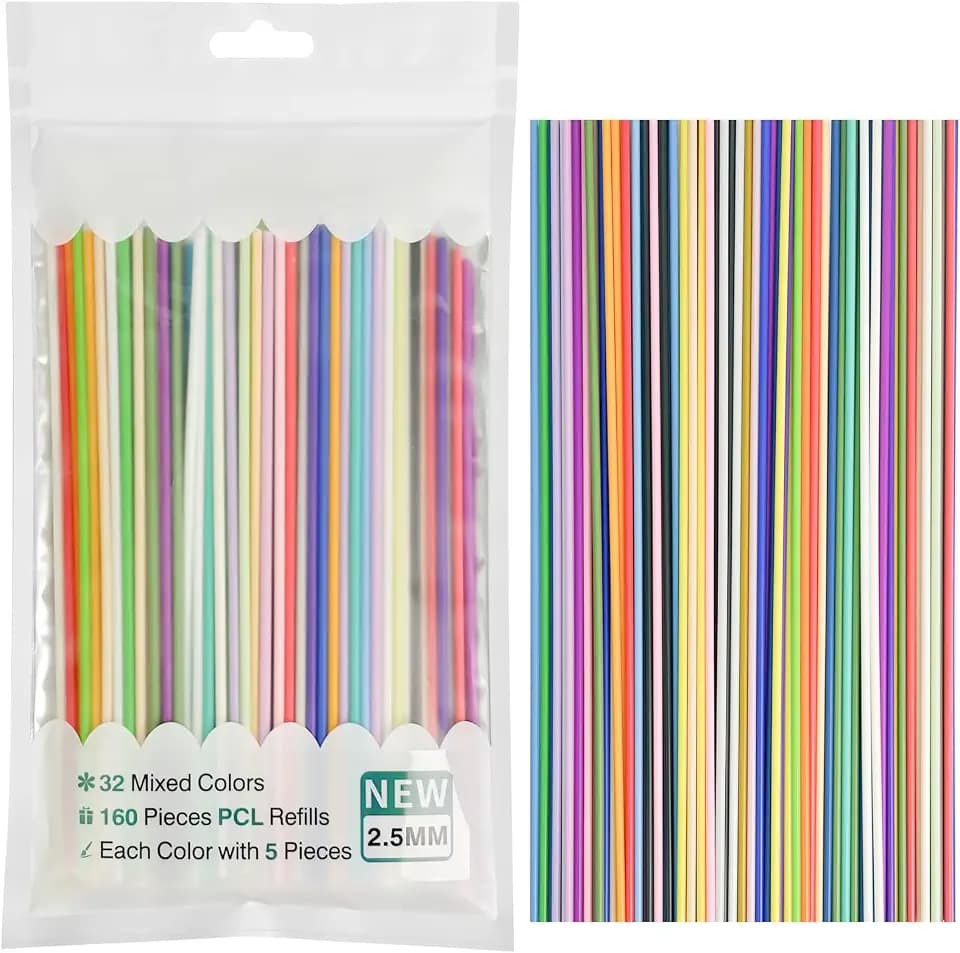 160 Stk Druckstift Zubehör Nachfüllungen Farben, 3D Drucker Filament Nachfüllungen PLA, Pcl Filament Nachfüllungen für 3Doodler PCL, 32 Farben Jede Farbe 75cm, mit 22-Seitiges Album, Kopiertafel