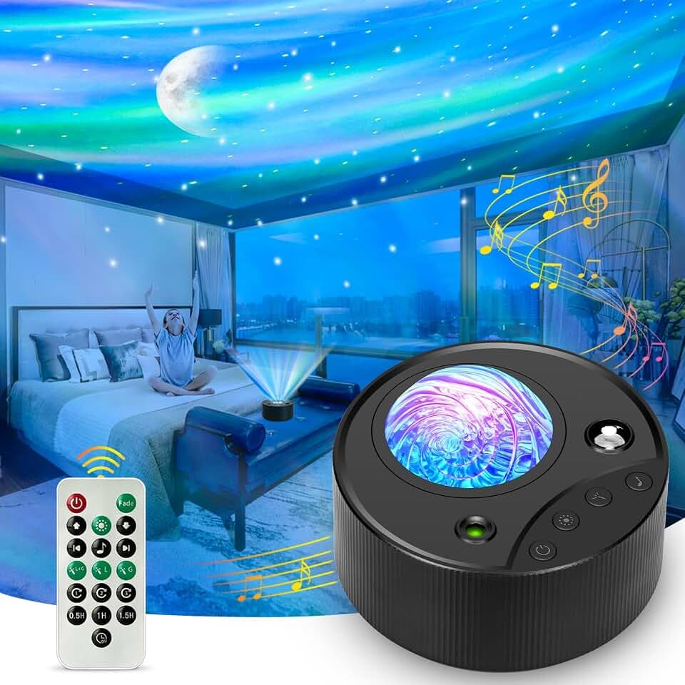 ibell Sternenhimmel Projektor 14 Farben Nordlicht Polarlicht Lampe, Nachtlicht Sternenhimmel Galaxy Projektor Erwachsene mit White Noise, Personalisierte Geschenke Teenager Mädchen Zimmer Deko