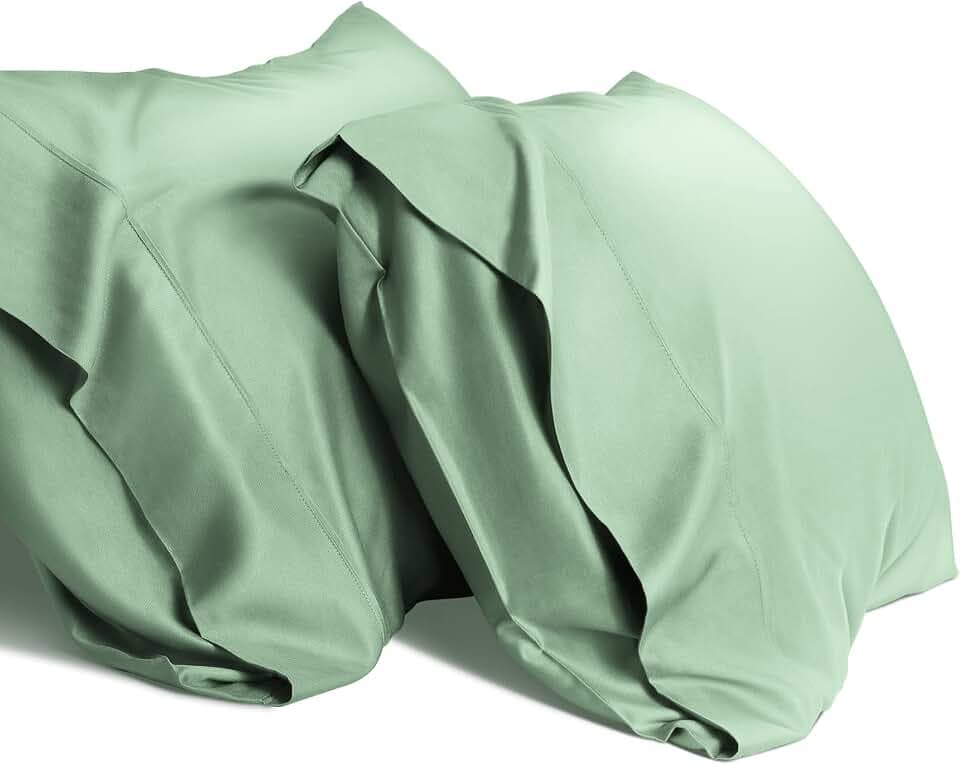 WishSmile Cooling King Pillowcases Set of 2 Breathable Cool Silky Soft Rayon Derived from Bamboo Fabric, Moisture Wicking for Hot Sleepers, Hair and Skin Friendly, Jade Green, 2 Pack, 20x36IN