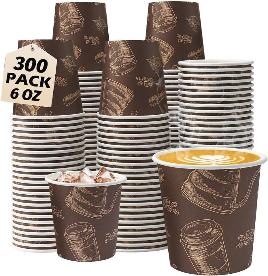6 oz 300 Pack Disposable Paper Cups, Recyclable Paper Coffee Cups