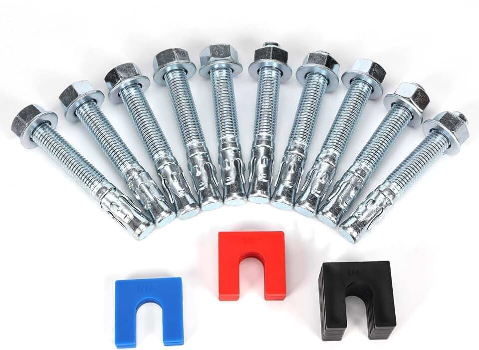 28pcs Car Lift Install Kit with 3-Size Leveling Shim Kit & 3/4" Anchor Bolt