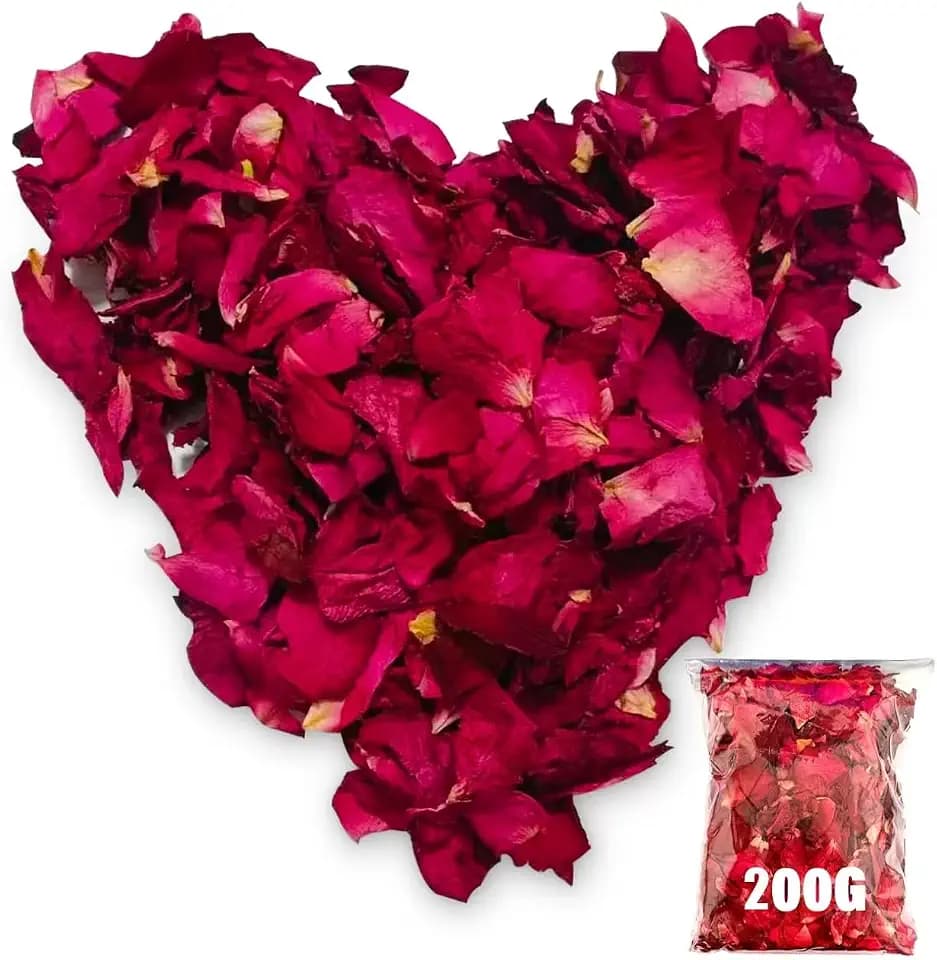 Blütenkonfetti Hochzeit 200g, 100% Blütenblätter, Natürliche Getrocknete Rosenblätter Biologisch Konfetti Rose für Geburtstag Vorschlag Party Feiern -umweltfreundlich und Abbaubar (200)
