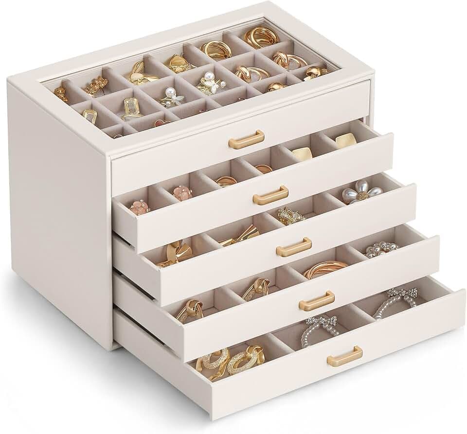 Lolalet 5 Ebenen Ohrringe Aufbewahrung, Schmuckkästchen Ohrring Organizer