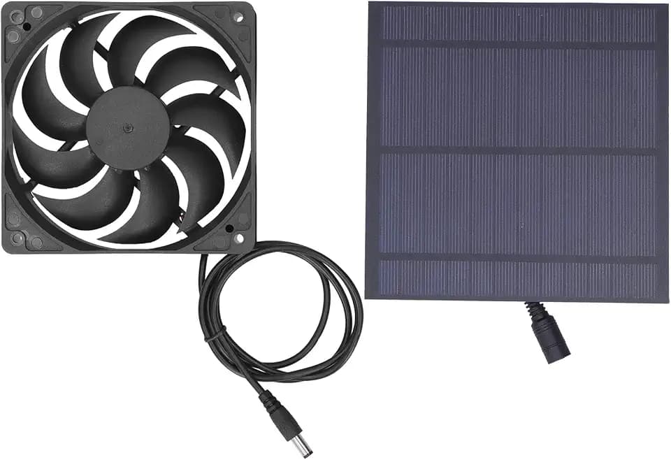 Jiawu Solar Fan, 5W Solar Panel Fan Kit, Solar Powered Fan for Small Chicken Coops, Greenhouses, Sheds, Pet Houses, Solar Powered Exhaust Fan Solar Panel Board with Ventilation Fan