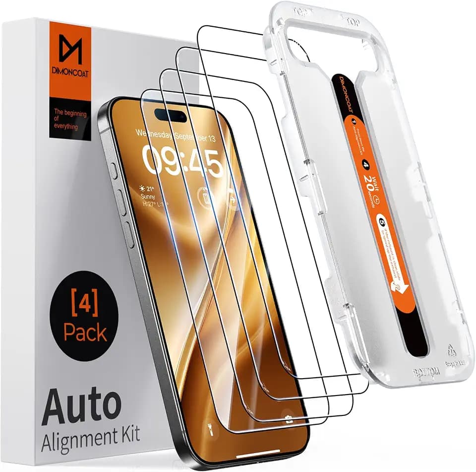 DIMONCOAT 4-PACK for iPhone 15 Screen Protector Tempered Glass 6.1 inch