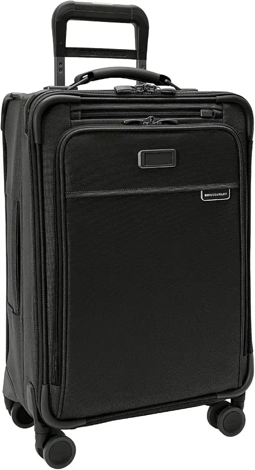 Briggs & Riley Essential 22" Carry On Expandable Spinner - Luggage for Travel, Suitcases with Wheels, Softside Rolling Bag for Men & Women, Self-Repairing Zipper - Baseline Collection, Black