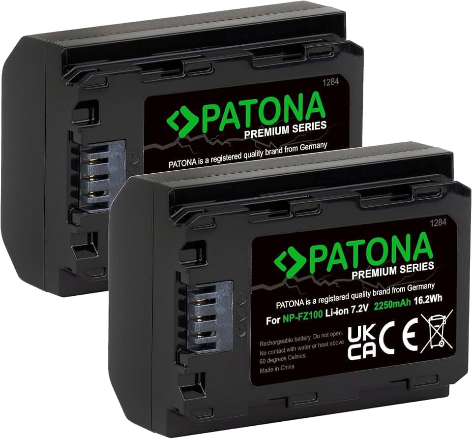 PATONA Premium - 2x Ersatz für Akku Sony NP-FZ100 - (2040mAh mit Infochip) - für Sony Alpha ILCE 6600 / 7 III / 7R III IV / 9 9R 9S / 9 II