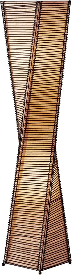 Adesso 2-Light Floor Lantern, Black & Beige, Twisted Design, 50”