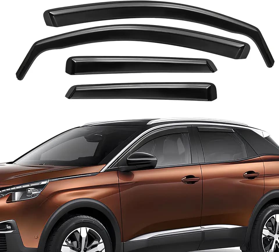 4 x Windabweiser, Regenschutz, Fenstervisier links und rechts, kompatibel mit Peugeot 3008 MK2 5-Türer 2017–2023, Regenschutz, Ersatz