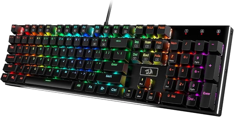 Redragon K556 Wired RGB Mechanical Gaming Keyboard, 104-Key Aluminum Board