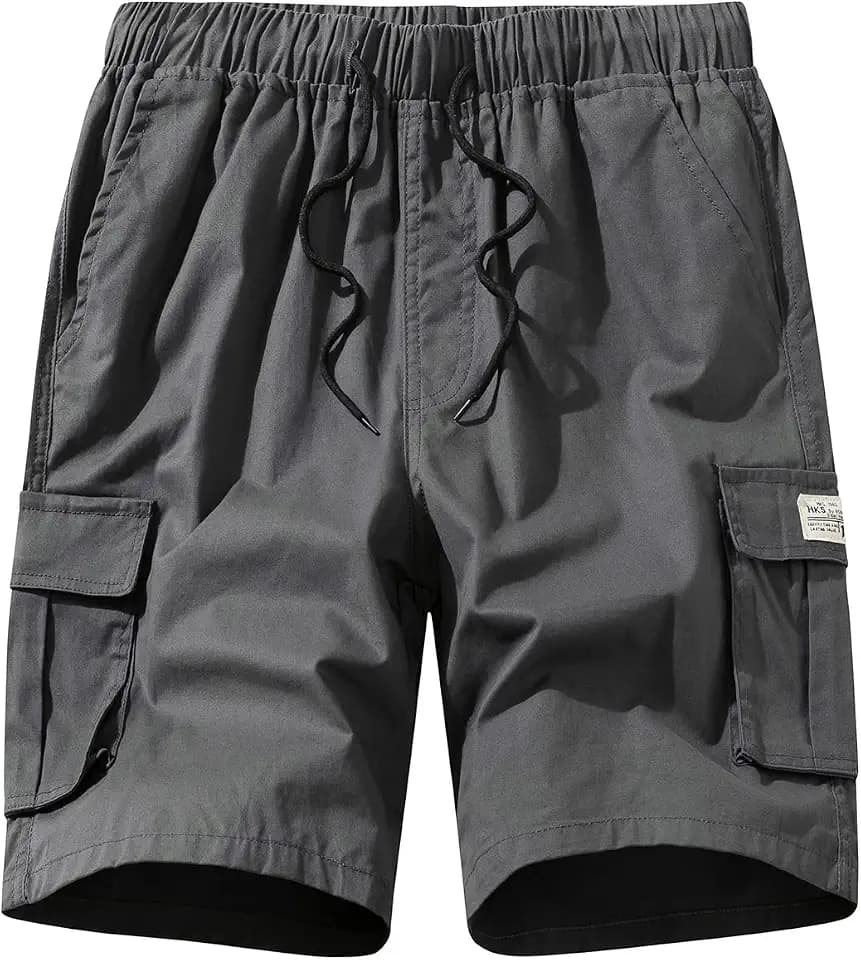 Msmsse Men's Cargo Shorts Elastic Waist Shorts with Multi-Pocket