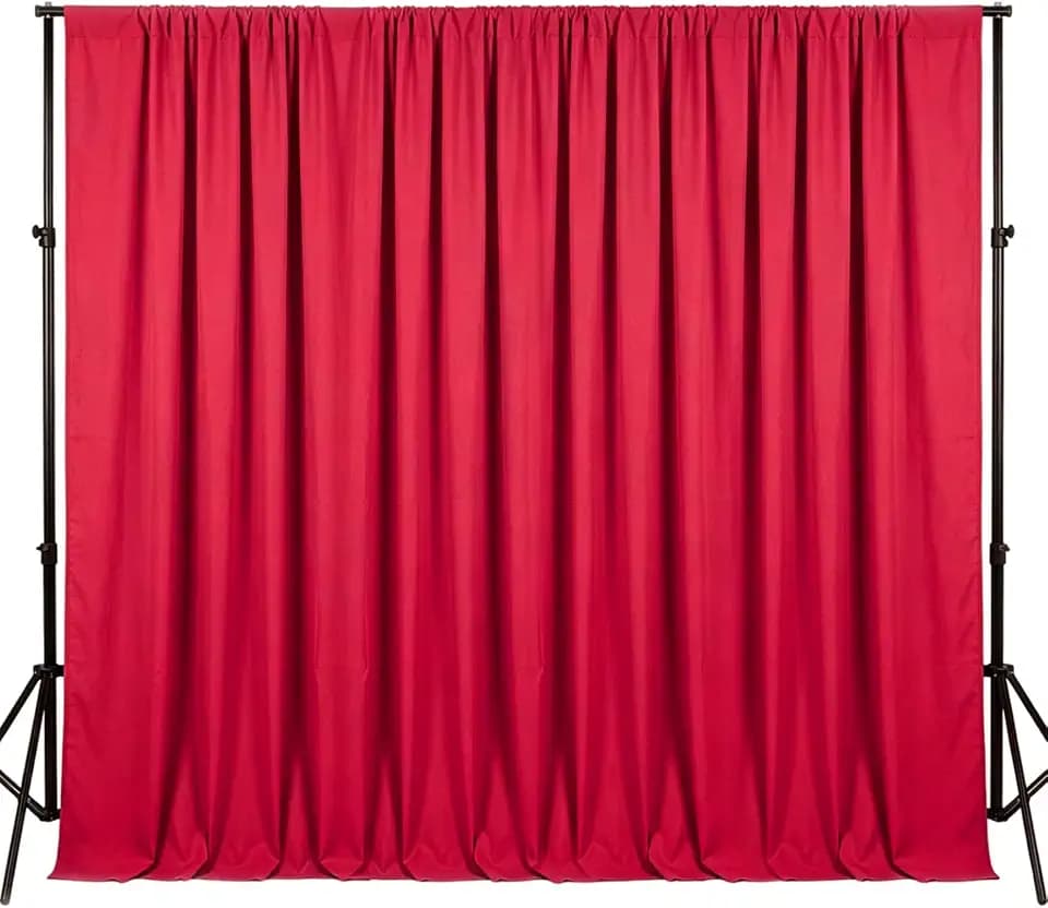 10x6.5 Ft Red Backdrop Curtains for Parties, Polyester Photo Backdrop Curtain for Halloween Party, Wedding, Bridal Baby Shower, Stage Decoration, Photoshoot Background (2 Panels 5x6.5Ft)