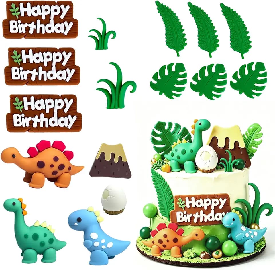 16 Stück Dinosaurier Kucheneinsätze, Dinosaurier Kuchendekorationen