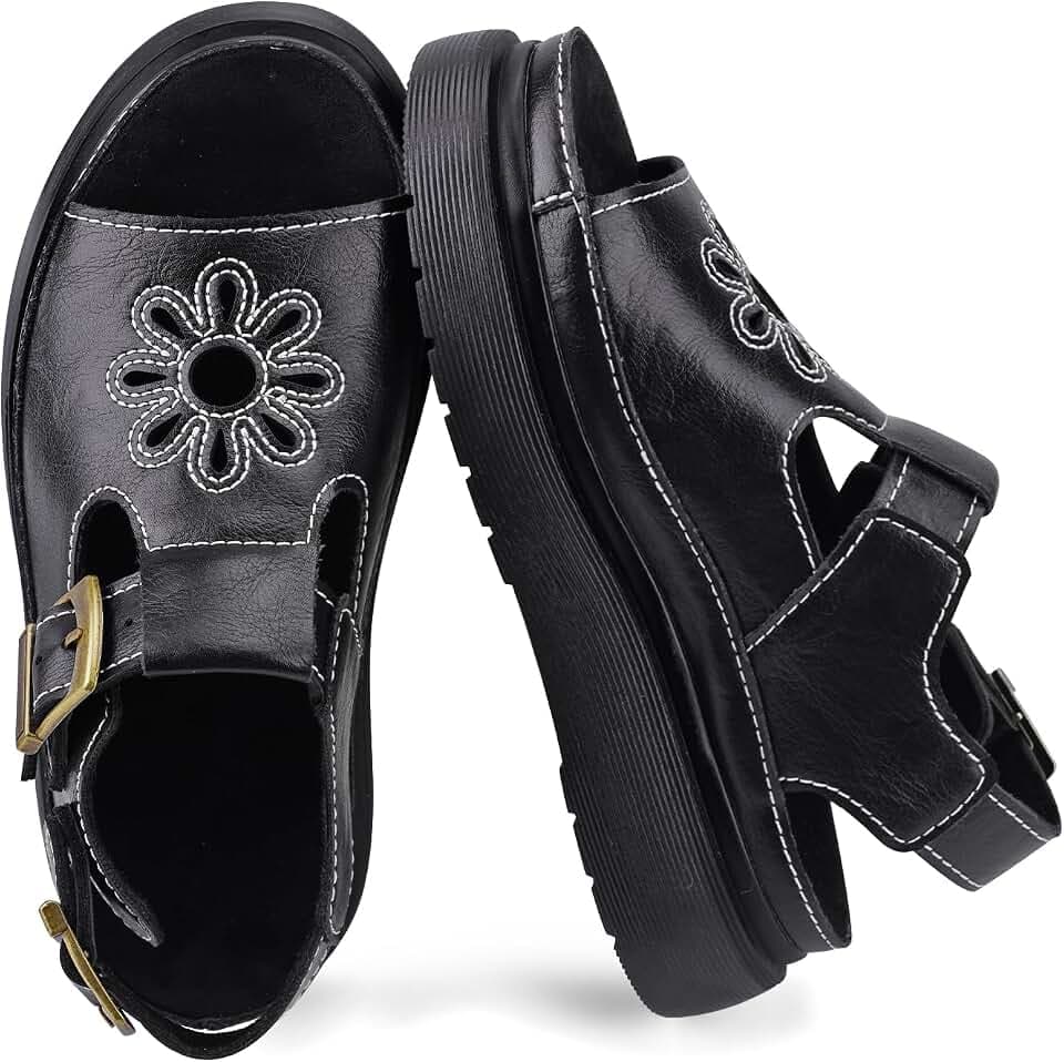 Platform Sandals for Women Fashion Chunky Ankle Buckle Casual