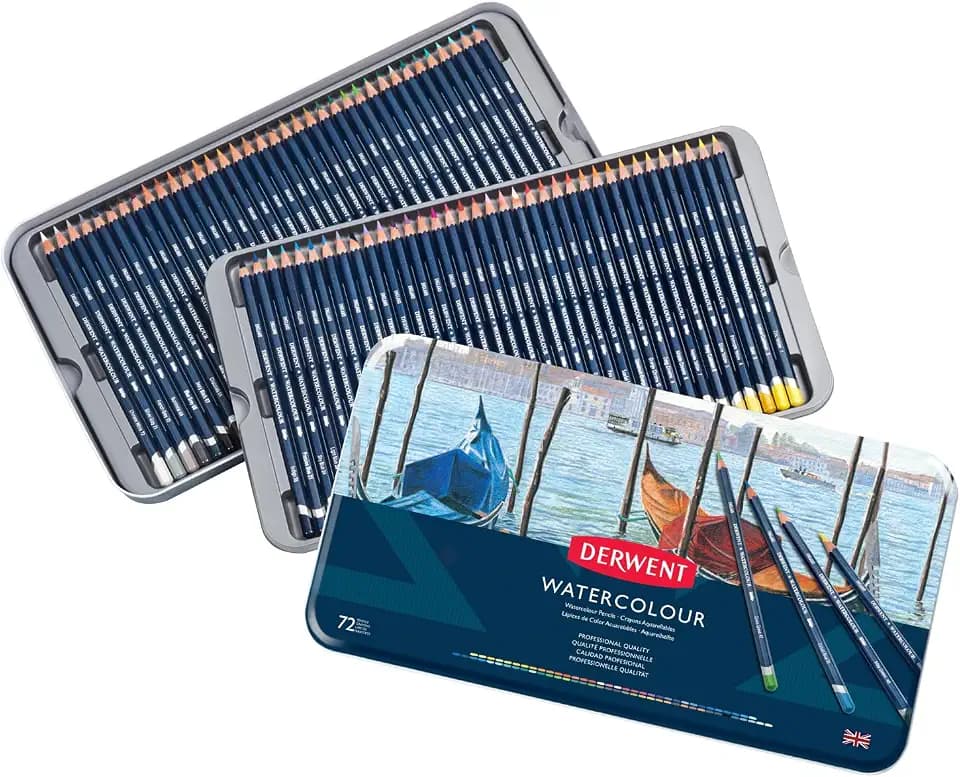 Derwent Colored Pencils, WaterColour, Water Color Pencils, Drawing, Art, Metal Tin, 72 Count (32889)