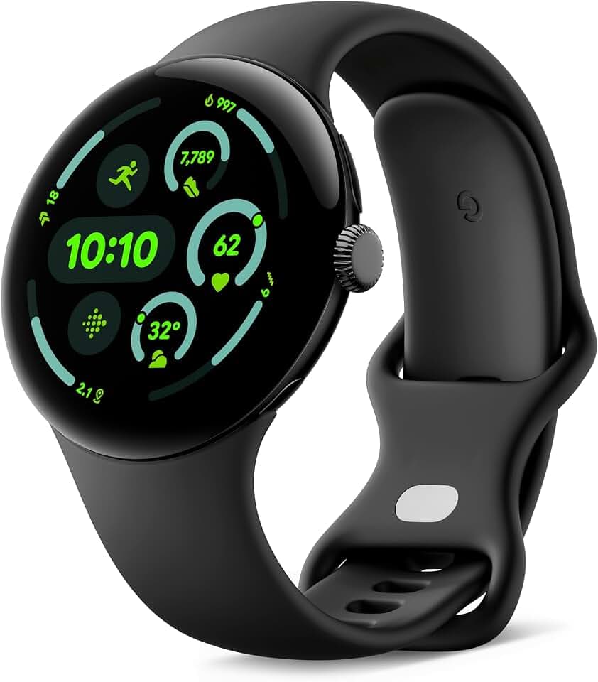 Google Pixel Watch 3 (45 mm) – Android smartwatch with Heart Rate Tracking, Advanced Running from Fitbit, Fitness Insights, 24-Hour Battery – Matte Black Aluminium Case – Obsidian Band – LTE