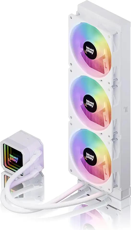 Levelplay Combat CL360 AIO Liquid Cooler – TDP 300W, ARGB Infinity Mirror Pump, 360mm Radiator Cooling, ARGB Gen 2 CF120 Fans, AMD AM5 / AM4 & Intel LGA 1851 / LGA 1700 Compatible – White