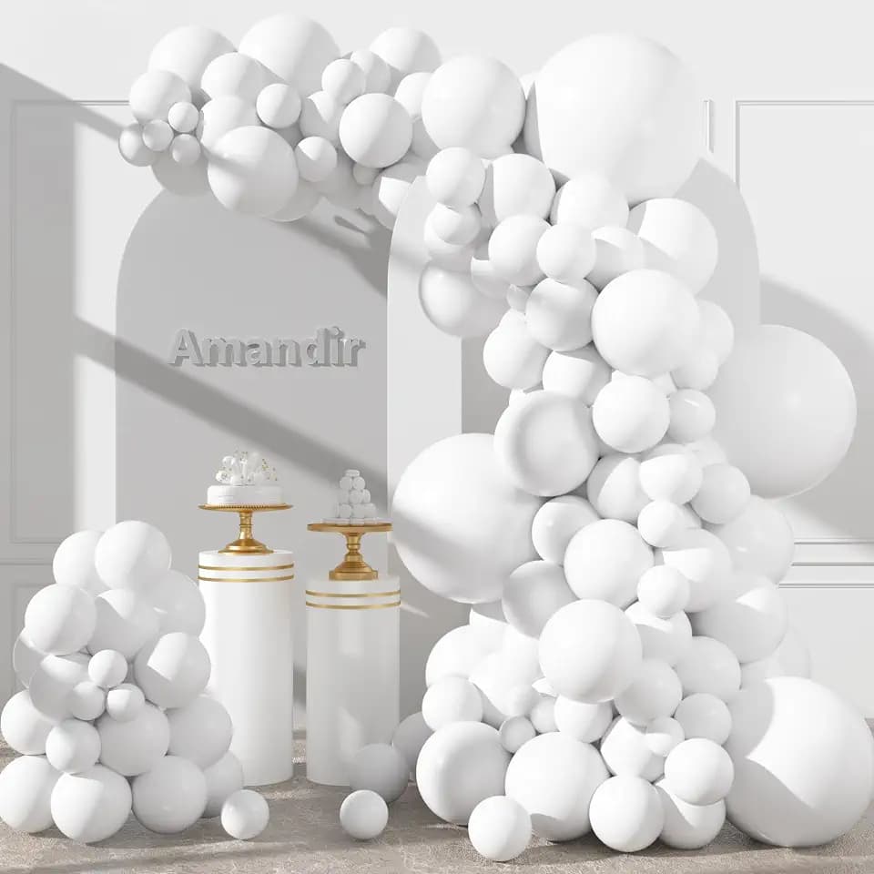Amandir 153pcs White Balloons Arch Garland Kit Different Sizes