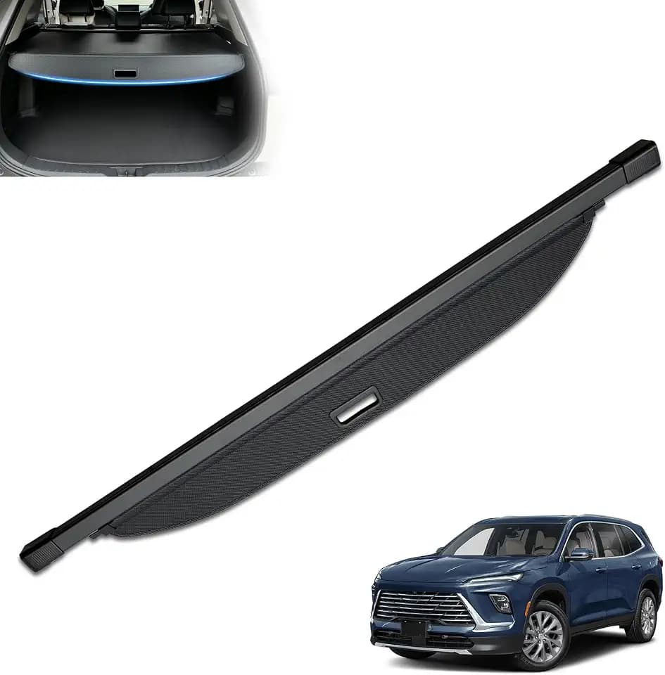 Cargo Cover for 2025 2026 Buick Enclave & 2024-2026 Chevy Traverse GMC Acadia Retractable Trunk Cover Anti-Peeping Anti-Theft Privacy Screen,Trunk Luggage Shield Shade Carbon Fiber Texture