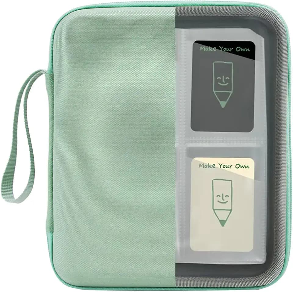 Card Case Holder for Yoto Cards Album Pouch Storage Organizer 80 Pockets, Large Capacity Portable Folder with 2 Zipper and Carry Strap, Yoto Card Binder with Sleeves for Travel (Light Green)