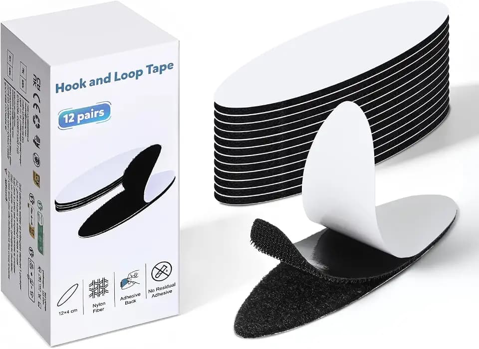 Euqvunn Klettverschluss Selbstklebend 12 Paare Doppelseitiges Klettband Selbstklebend Extra Stark Wiederverwendbares, Klett Klettband zur DIY-Projekte, Bastelarbeiten, Sicheren Sofakissen