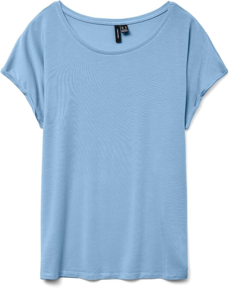 VERO MODA Damen T-Shirt VMAVA Plain - Regular Fit XS S M L XL Grün Blau Pink