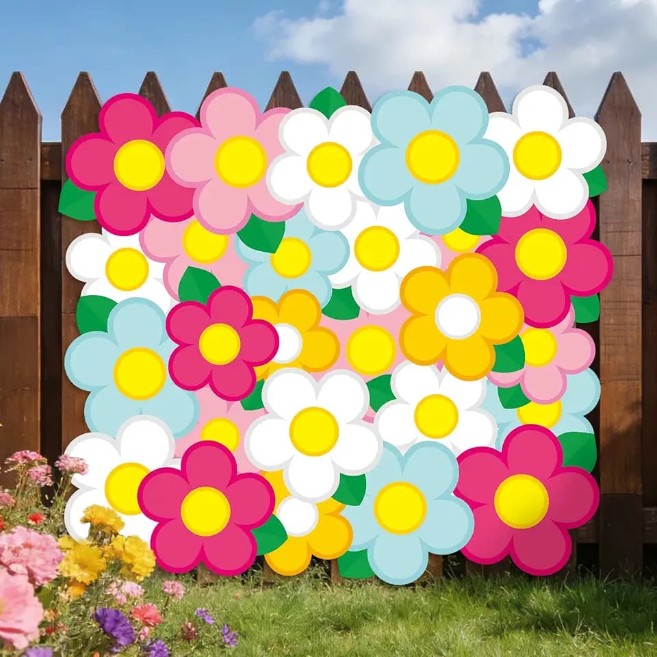 Spring Floral Birthday Party Backdrop Decorations Spring Colorful Blooming Flower Photography Background Floral Flower Background Banner for Women Girls Birthday Party Wedding Baby Shower Photo Props