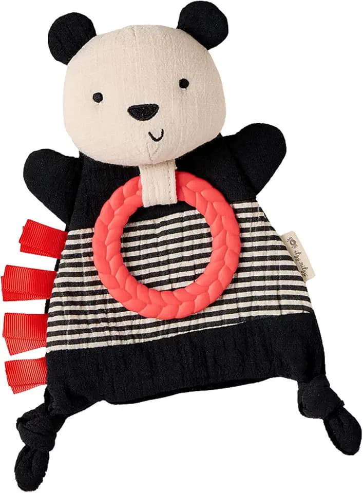 Itzy Ritzy Bitzy Crinkle Sensory Toy with Teething Toy, 0+ Months (Panda)