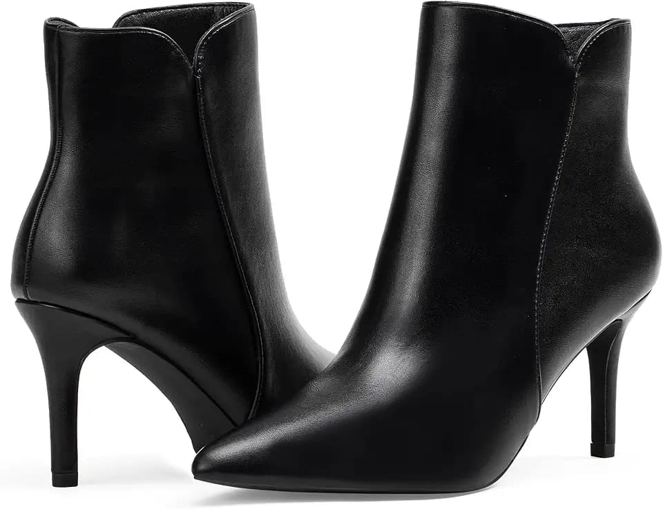 Elisabet Tang Women Chic Heeled Ankle Boots,Sexy Pointed Toe with 3 Inch High Heel Fashion Stylish Booties with Side Zipper Evening Party Dress Shoes