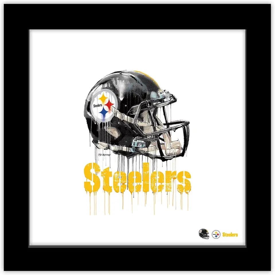 Trends International Gallery Pops NFL Pittsburgh Steelers - Drip Helmet Wall Art Wall Poster, 12.00" x 12.00", Black Frame Version