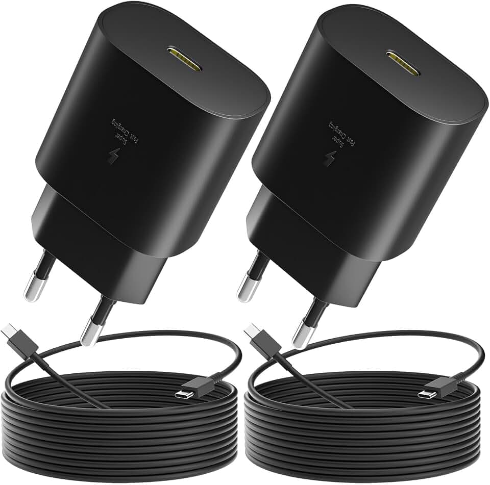 2er-Pack 25W USB C Ladegerät für Samsung S26/S25, Schnellladegerät mit 1.5M Ladekabel, Fast Charger Stecker Adapter Typ C Handy Netzteil Adapter für Samsung Galaxy S24/S23/S22/S21 Ultra/A55/A54/A51