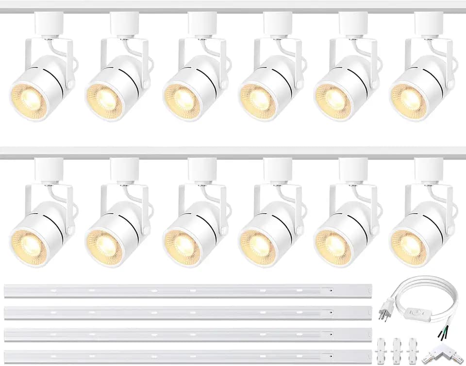 GU10 12-Light White Track Light Kit 10W 4000K Dimmable Plug in