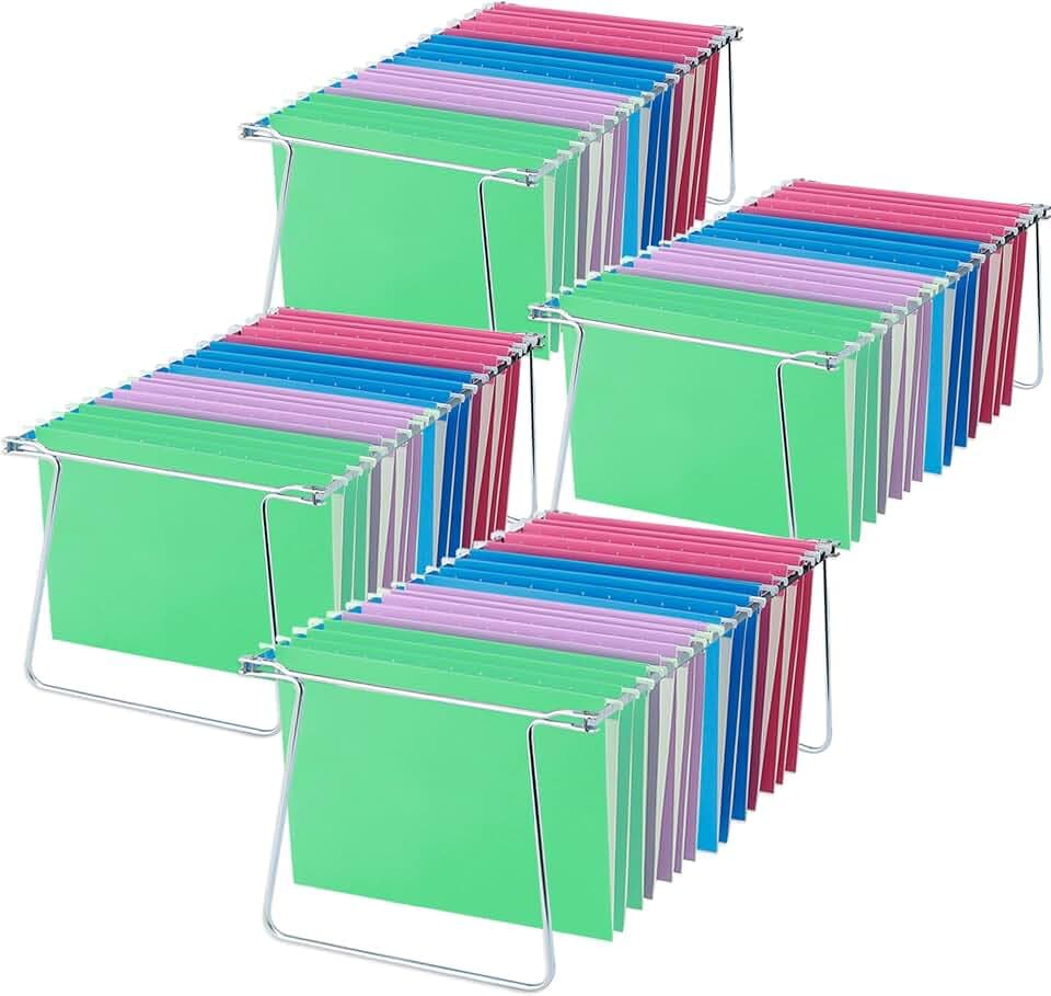 Heavy Duty Steel Hanging File Frame,Letter Size Hanging File Folder Frame,Adjustable Length 11" to 18",4 Packs(Without Folders)