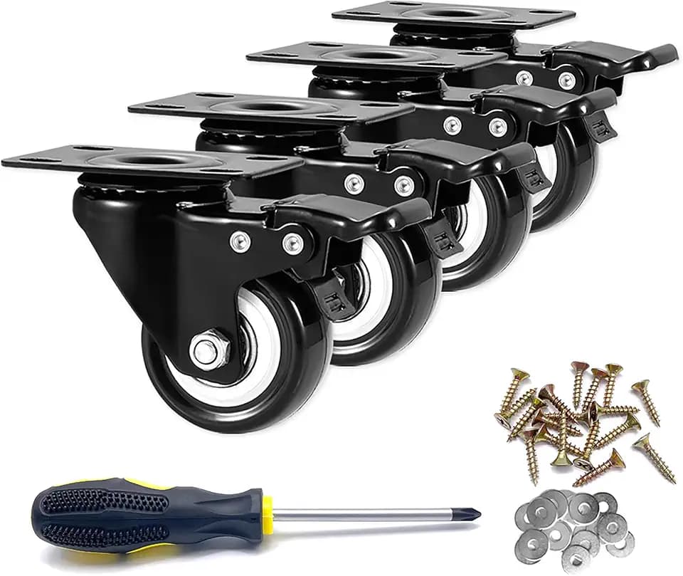 2" Swivel Casters Set of 4, Heavy Duty Locking Casters with Brakes