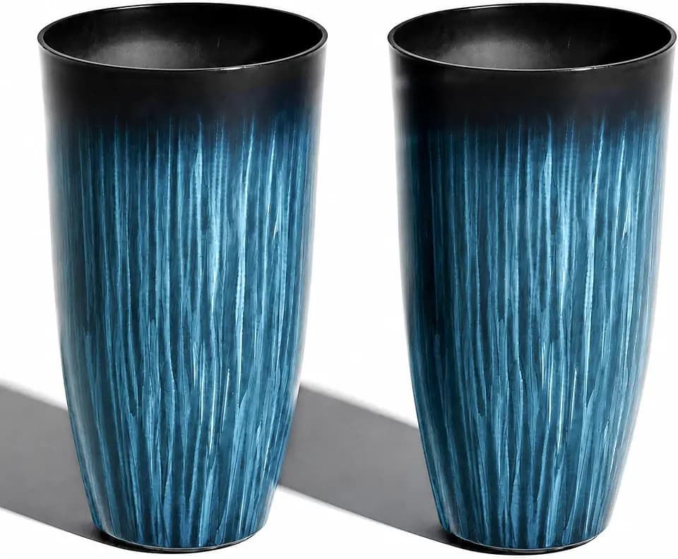 Worth 20" H. Tall Planters for Outdoor Plants, Blue Plant Pots Set of 2