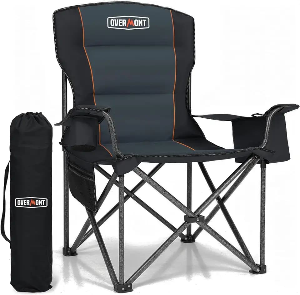Overmont Oversized Camping Chair for Adults - 450 lb Fully Padded High Back