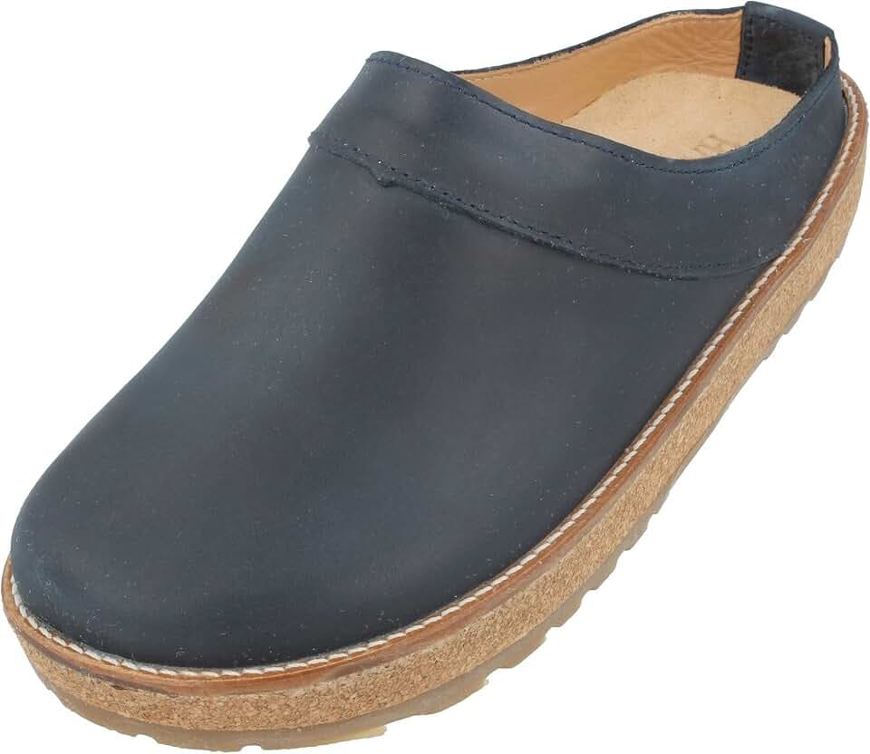 HAFLINGER Neo Travel Eleganter Clog aus Leder mit Gummisohle und Kork Fußbett Blau (Navy 749), Gr. 43